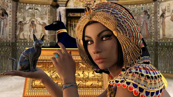 Ägyptische Frau mit Katze Bastet